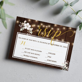 Invitación Invernal Rustic Floral Boda String Lights inserto