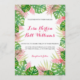 Invitación Inversión boda de las hojas tropicales de acuarela