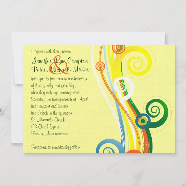 Invitación Inversión boda de rayas de moda (Anverso)