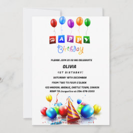 Invitación Inversión de cumpleaños con globos