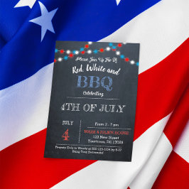 Invitación Inversión de Fiesta rojo, blanco y azul de cartón