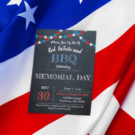 Invitación Inversión de Fiesta rojo, blanco y azul de cartón