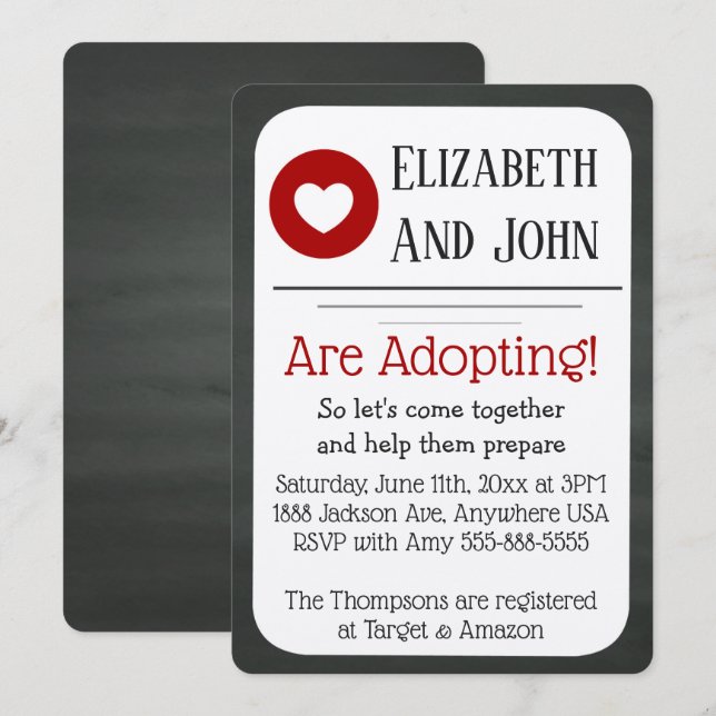 Invitación Inversión en tablero de croquis rojo y negro con d (Anverso / Reverso)