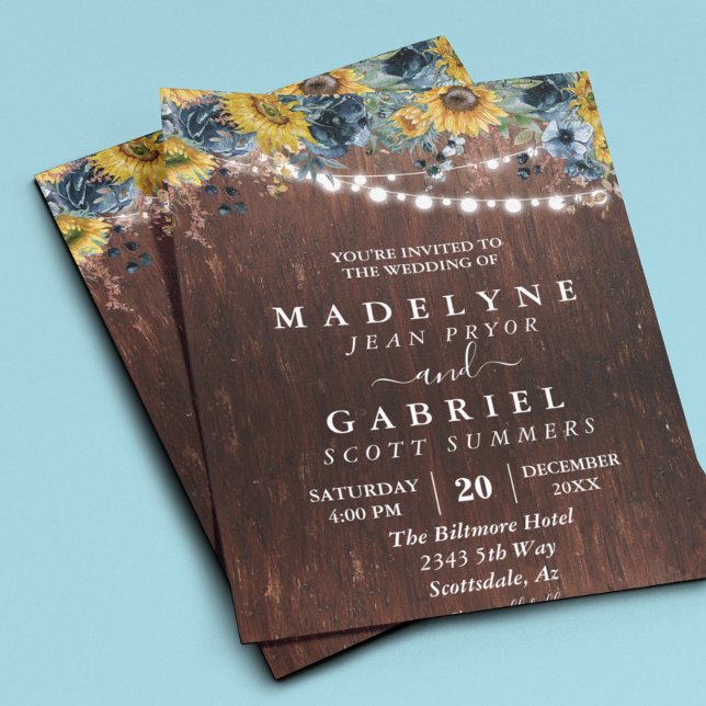 Invitación Inversor otoño Boda de girasol floral Rústica (Subido por el creador)