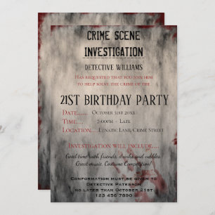 Invitación Investigación de la escena del crimen Fiesta de cu