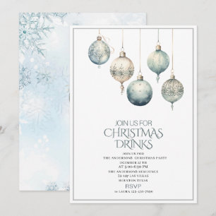Invitación Invierno acuarela tradicional Feliz Navidad Invi