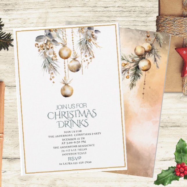 Invitación Invierno acuarela tradicional Feliz Navidad Invi (Subido por el creador)