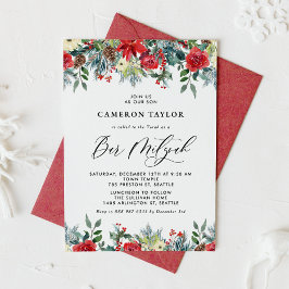 Invitación Invierno acuático florece bar floral Mitzvah