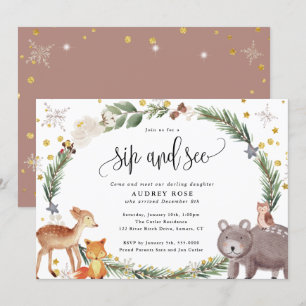 Invitación Invierno Animales de Woodland beben sip y ven