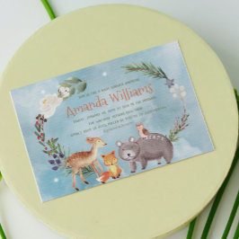 Invitación Invierno Animales de Woodland Berries Pine Cotton 