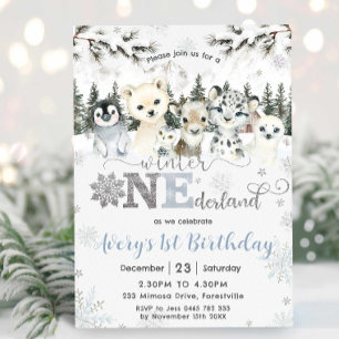 Invitación Invierno Animales del Ártico Terrestre Nieve prime