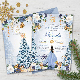 Invitación Invierno Azul claro Maravilla Snowy Quinceanera