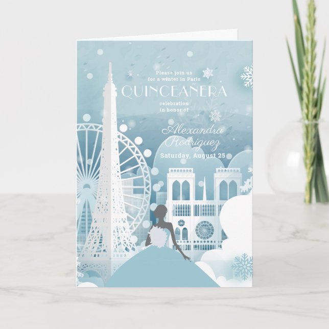 Invitación Invierno azul helado en París (Anverso)