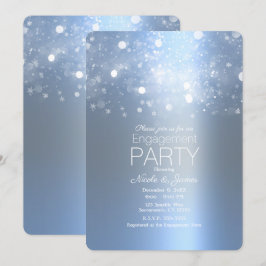 Invitación Invierno Azul Hielo Plateado Luces Brillantes Comp
