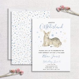 Invitación Invierno azul Un derland Primer cumpleaños del beb