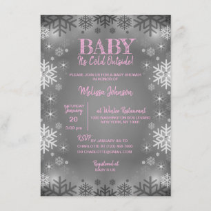 Invitación INVIERNO Baby Shower es copos de nieve exteriores