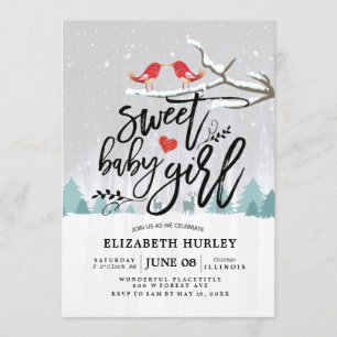 Invitación Invierno Baby Shower Sweet Baby Moda Escena de Nie