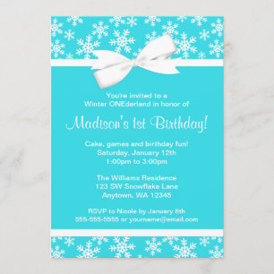 Invitación Invierno blanco verde azulado ONEderland del arco