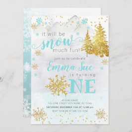 Invitación Invierno Blue Snowflake Nieve Mucho divertido Cump