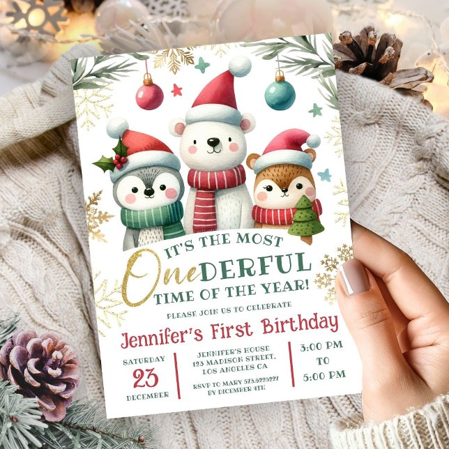 Invitación Invierno Boho Boho Nieve Animales 1er cumpleaños (Subido por el creador)