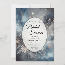 Invitación Invierno Celestial Medianoche Sparkle Bridal Showe