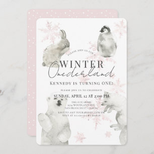 Invitación Invierno Chica de Animales Árticos de la Tierra de