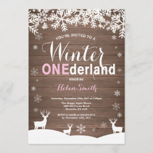 Invitación Invierno Chica de Madera Rustica de Holanda Primer