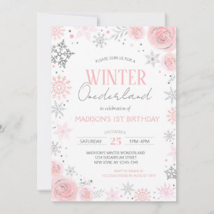 Invitación Invierno Chica de Onederland Primer cumpleaños