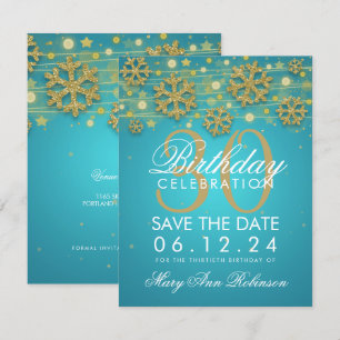 Invitación Invierno con fecha de salvamento de 30 años Verde