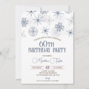 Invitación Invierno Copos de Nieve Cumpleaños 60