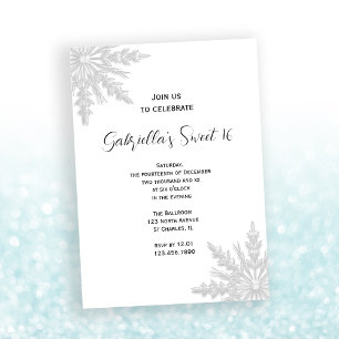 Invitación Invierno Copos de Nieve Dulce Fiesta de Cumpleaños