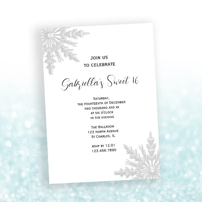 Invitación Invierno Copos de Nieve Dulce Fiesta de Cumpleaños (Subido por el creador)