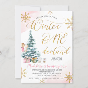 Invitación Invierno de Árbol de Navidad Rosa