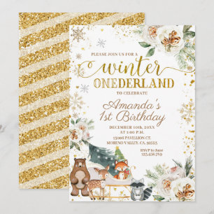 Invitación Invierno de Flor Blanca Norteamérica Cumpleaños