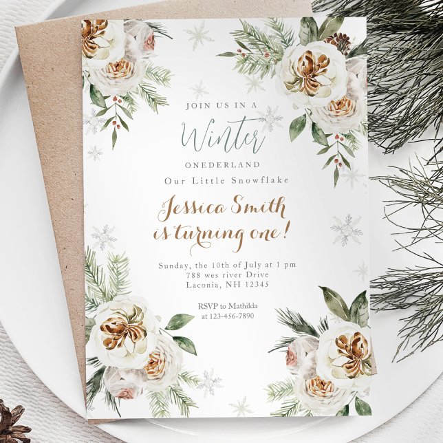 Invitación Invierno de Flor Blanca Norteamérica Cumpleaños (Subido por el creador)