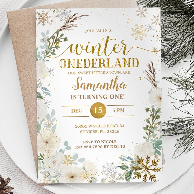 Invitación Invierno de Flores Blancas Terrestres 1er cumpleañ (Subido por el creador)