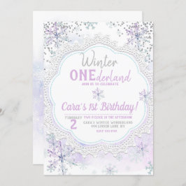 Invitación Invierno de Lavender Onederland Primer cumpleaños