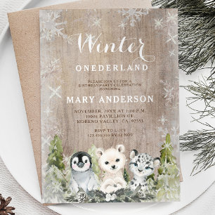 Invitación Invierno de los Animales Árticos de Woodland Cumpl
