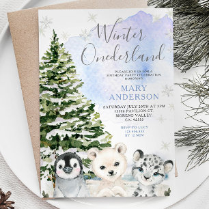 Invitación Invierno de los Animales Árticos Nacidos en Tierra