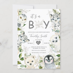 Invitación Invierno de los animales del Ártico: Baby Shower c