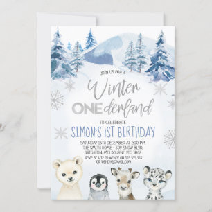Invitación Invierno de los animales del Ártico de Plata