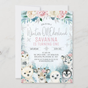 Invitación Invierno de los animales del Ártico de Plata