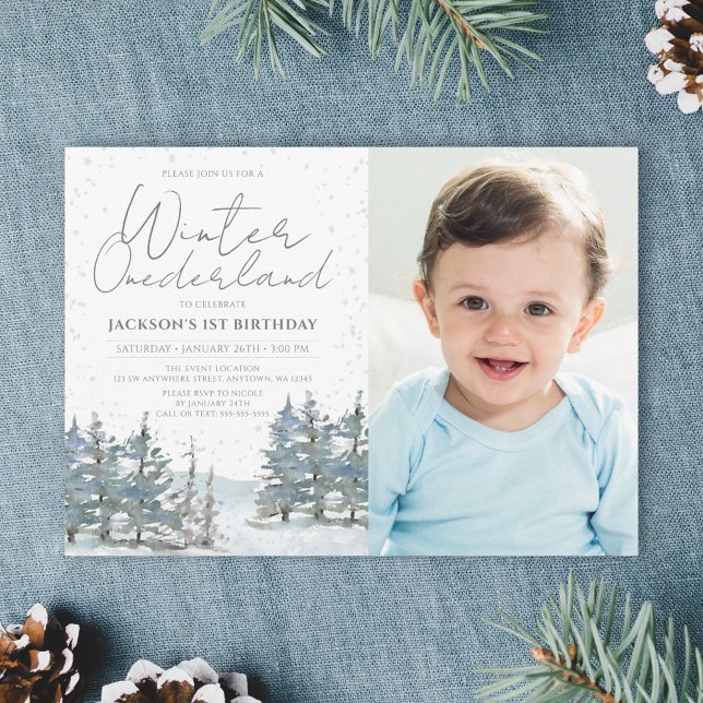 Invitación Invierno de los bosques de nieve Onederland Boy Fo (Subido por el creador)