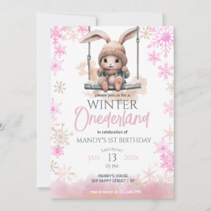 Invitación Invierno de los copos de nieve rosa de Omniéderlan
