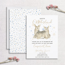 Invitación Invierno de los gemelos Onederland Primer cumpleañ