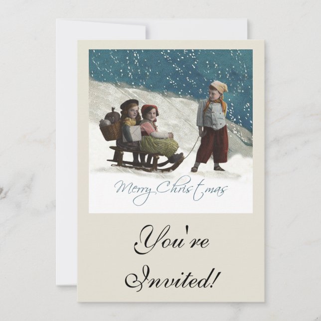 Invitación Invierno de los niños de la época de la cosecha de (Anverso)