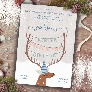 Invitación Invierno de los renos Fiesta de Cumpleaños de Aust