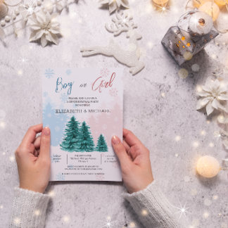 Invitación Invierno de Navidades de Fiesta de Revelación de G