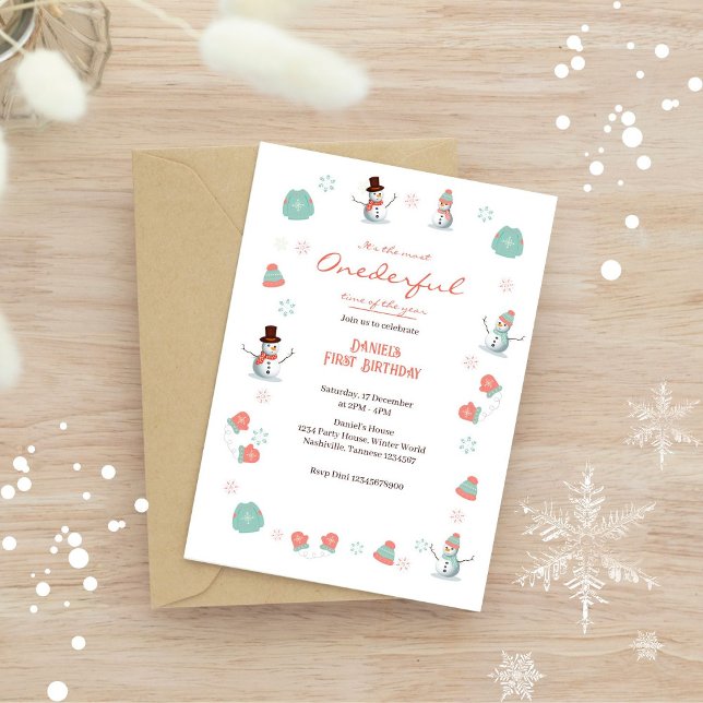 Invitación Invierno de Nieve Cute Onederland Cumpleaños (Subido por el creador)