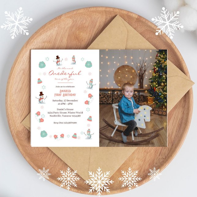 Invitación Invierno de Nieve Cute Onederland Foto Cumpleaños (Subido por el creador)